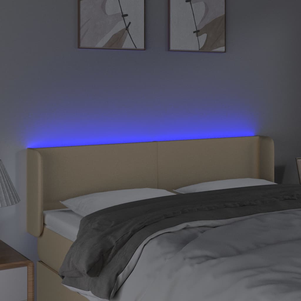 LED uzglavlje krem 147x16x78/88 cm od tkanine