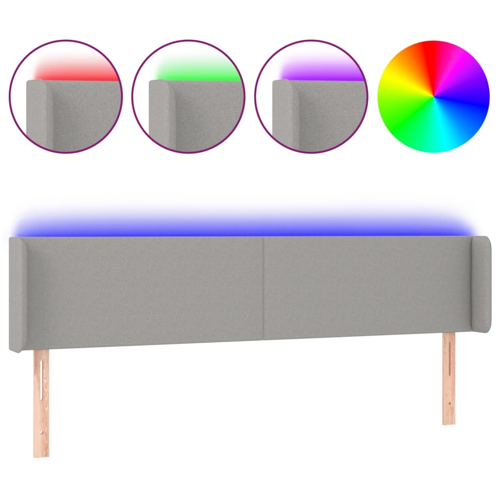 LED uzglavlje svjetlosivo 163x16x78/88 cm od tkanine