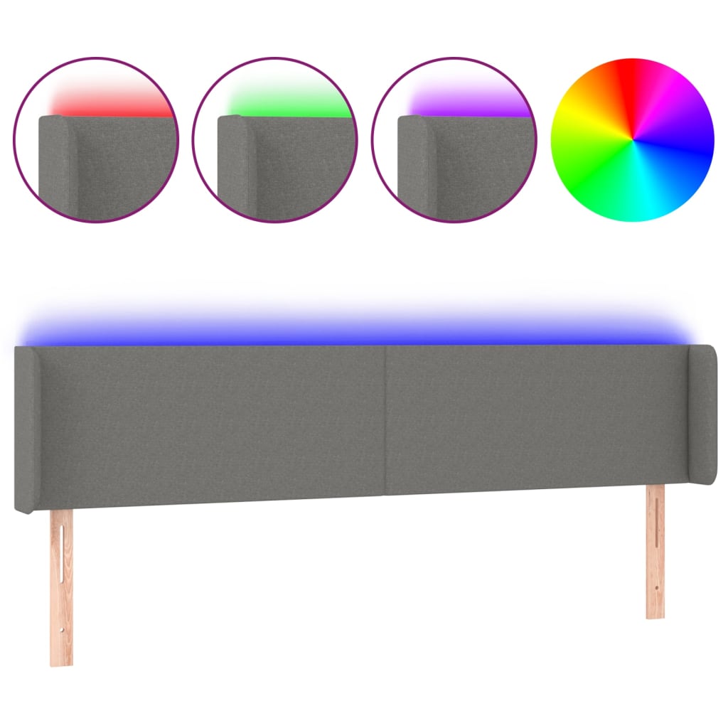 LED uzglavlje tamnosivo 163x16x78/88 cm od tkanine