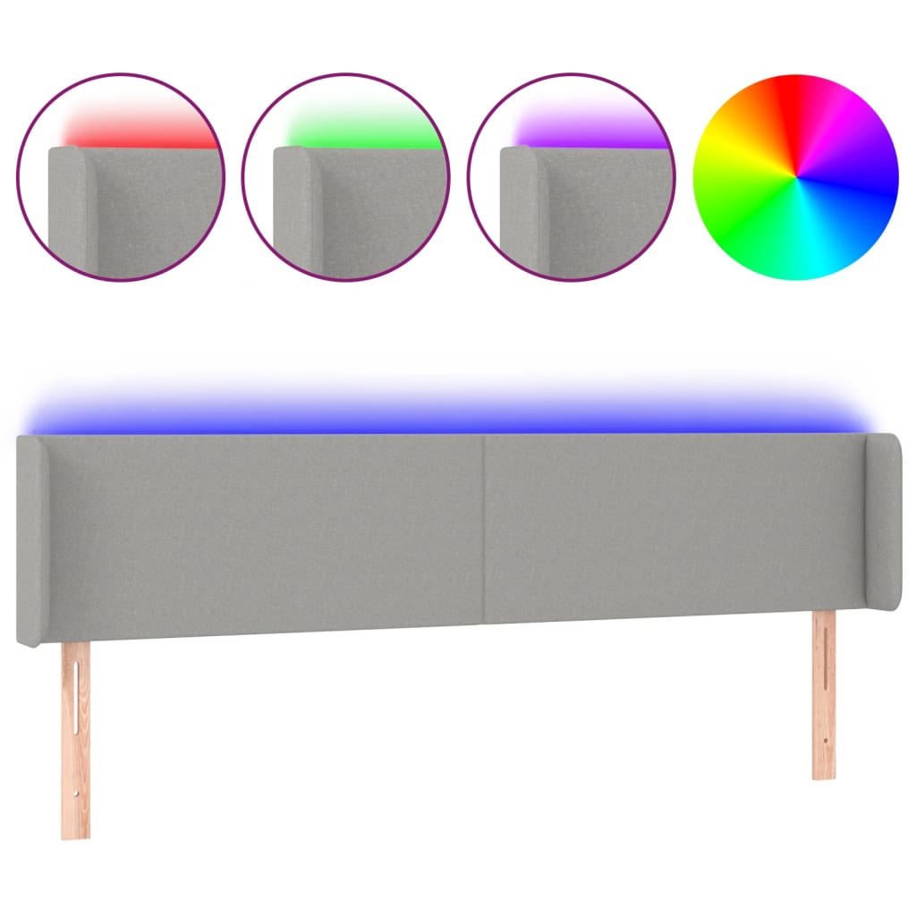 LED uzglavlje svjetlosivo 183x16x78/88 cm od tkanine
