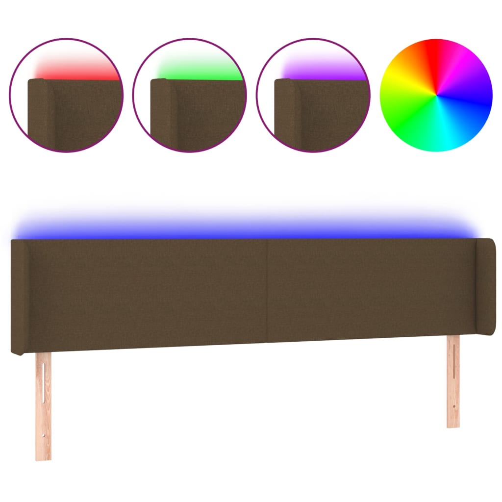 LED uzglavlje tamnosmeđe 183x16x78/88 cm od tkanine