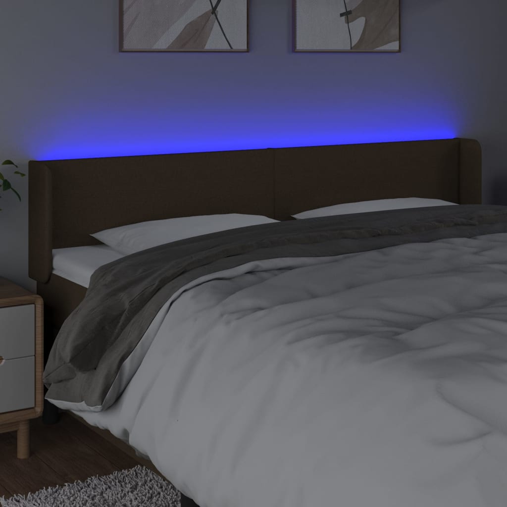 LED uzglavlje tamnosmeđe 183x16x78/88 cm od tkanine