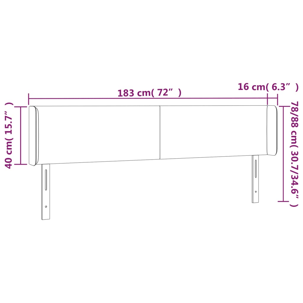 LED uzglavlje tamnosmeđe 183x16x78/88 cm od tkanine