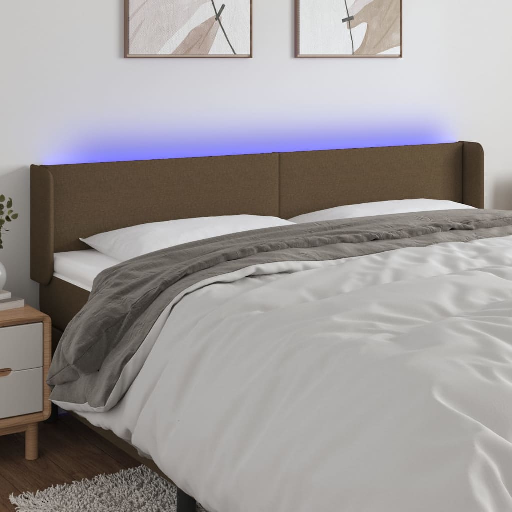 LED uzglavlje tamnosmeđe 183x16x78/88 cm od tkanine