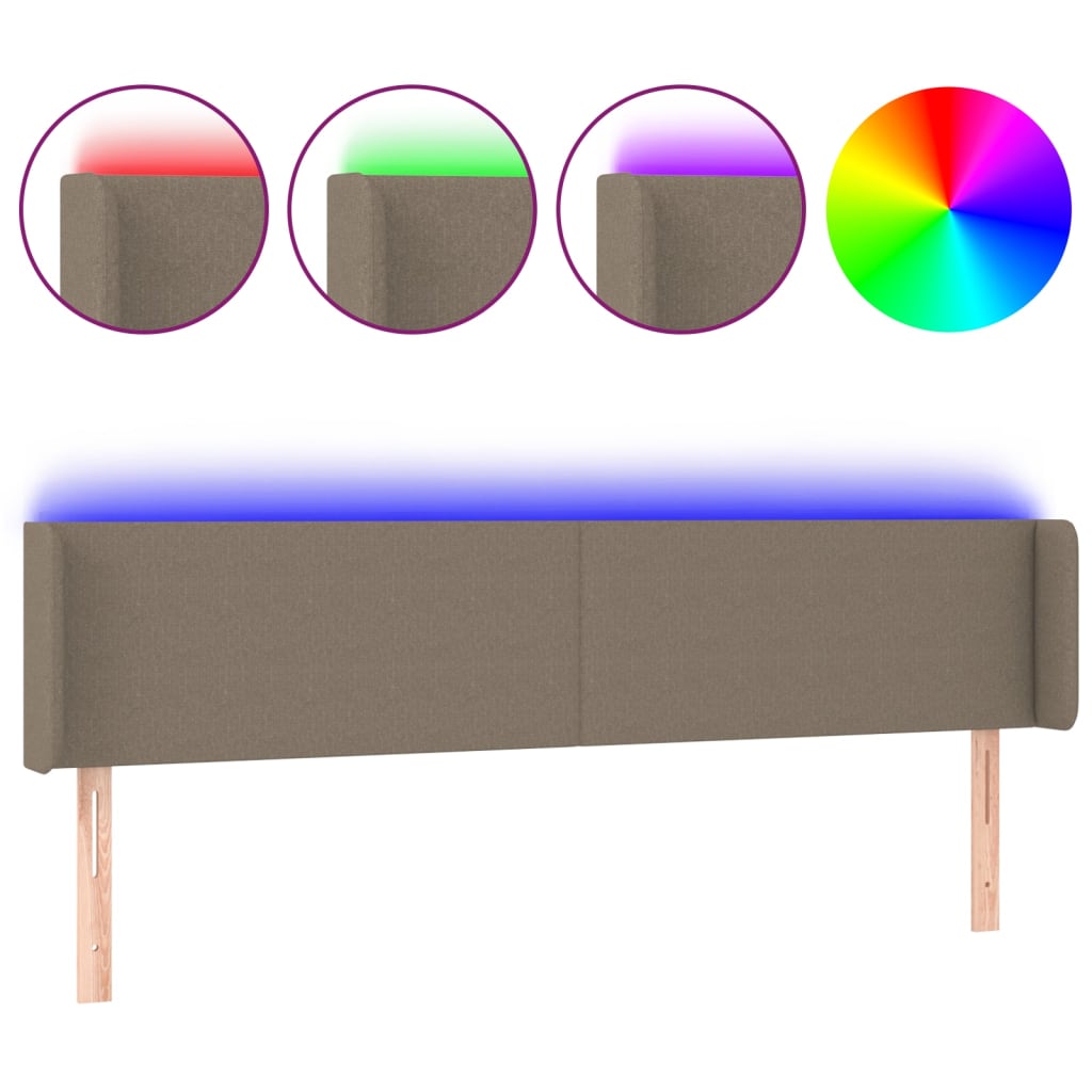 LED uzglavlje smeđesivo 183x16x78/88 cm od tkanine