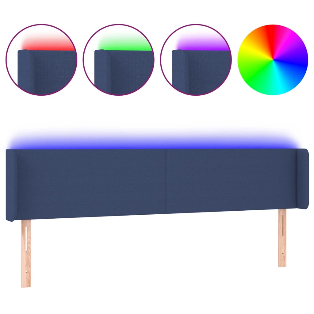 LED uzglavlje plavo 183x16x78/88 cm od tkanine