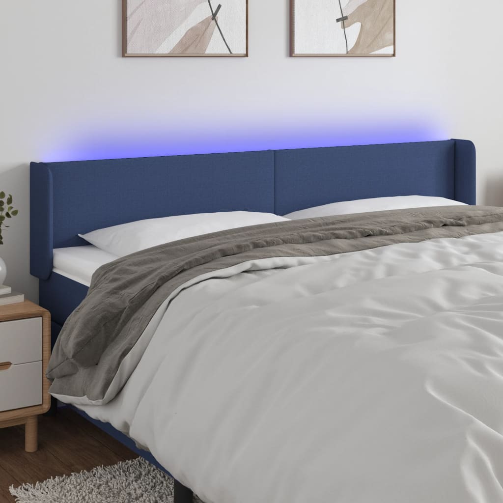 LED uzglavlje plavo 183x16x78/88 cm od tkanine