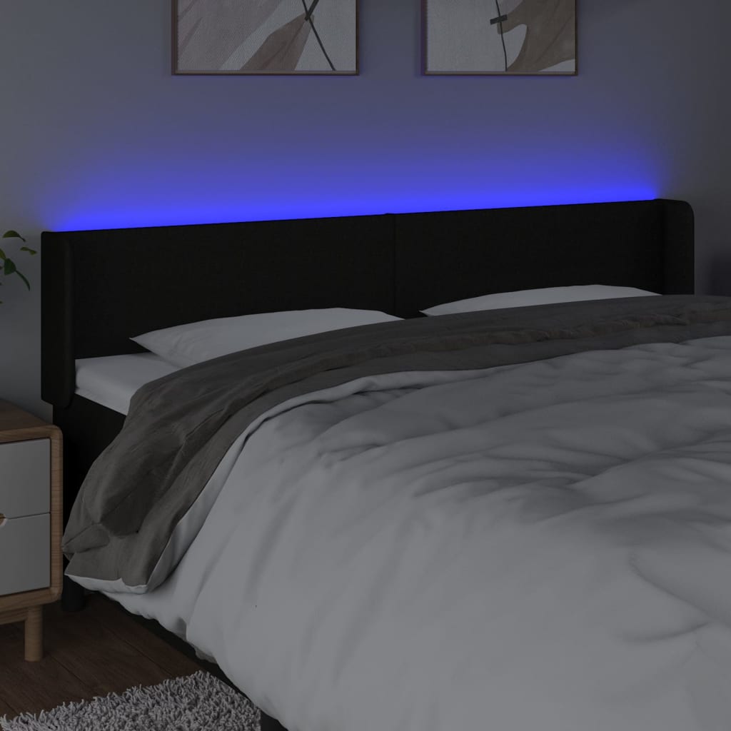 LED uzglavlje crno 203x16x78/88 cm od tkanine