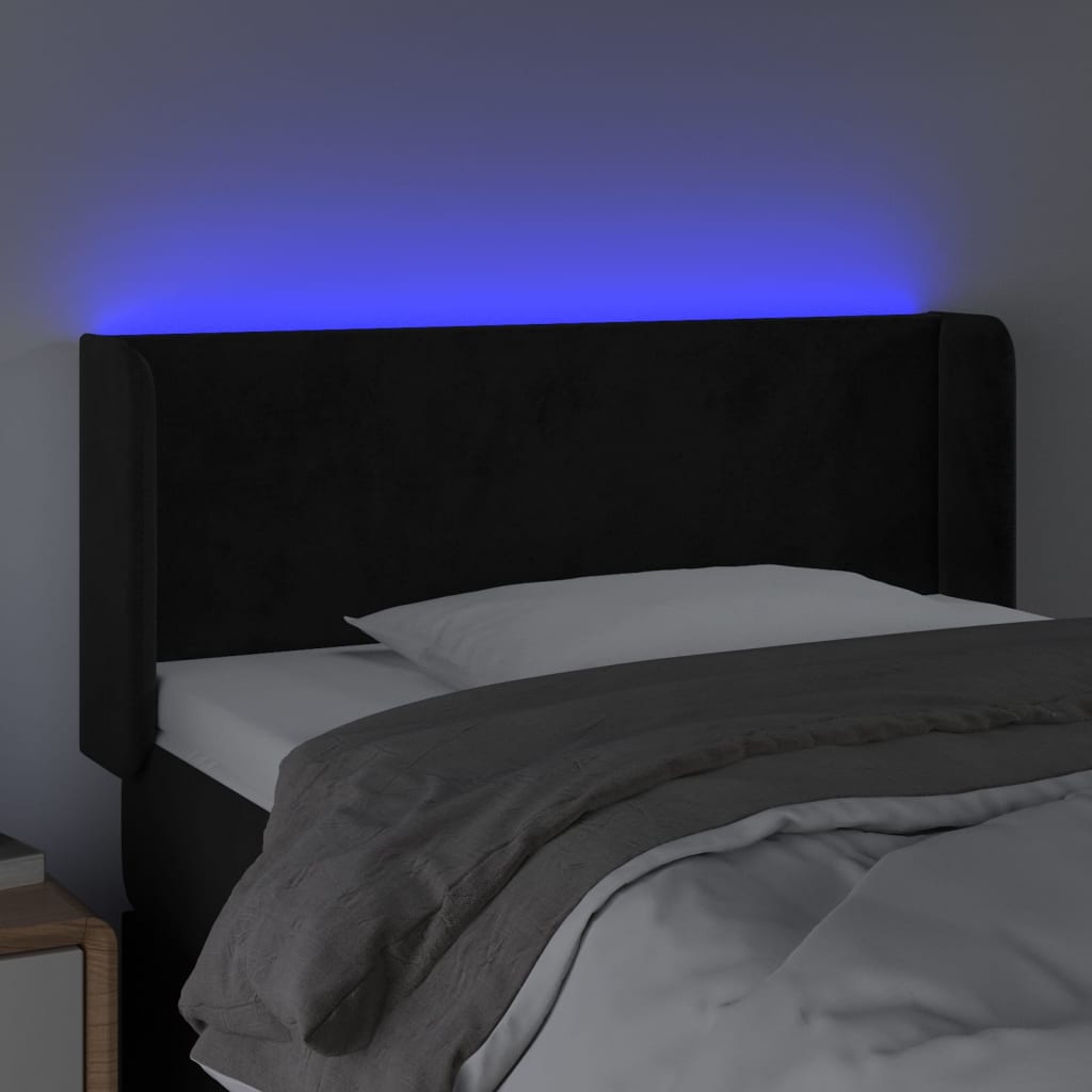 LED uzglavlje crno 93x16x78/88 cm baršunasto