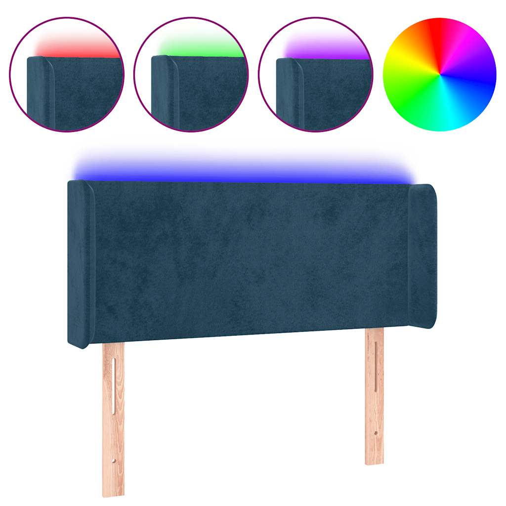 LED uzglavlje tamnoplavo 93x16x78/88 cm baršunasto