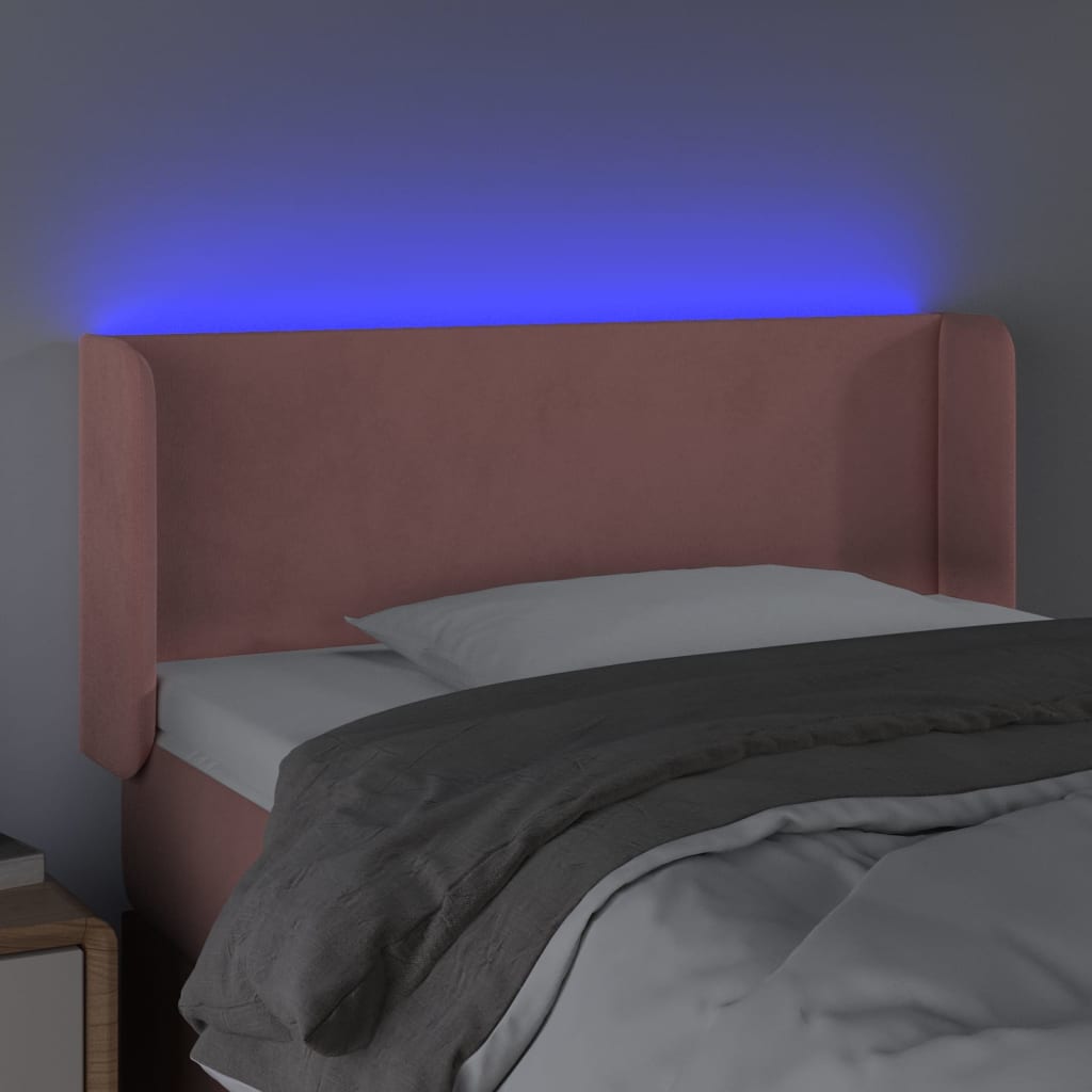 LED uzglavlje ružičasto 93x16x78/88 cm baršunasto
