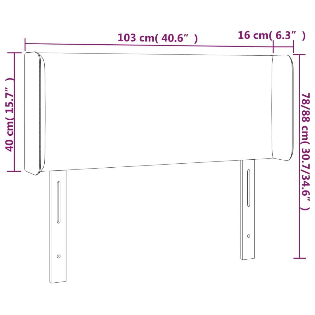 LED uzglavlje tamnosivo 103x16x78/88 cm baršunasto