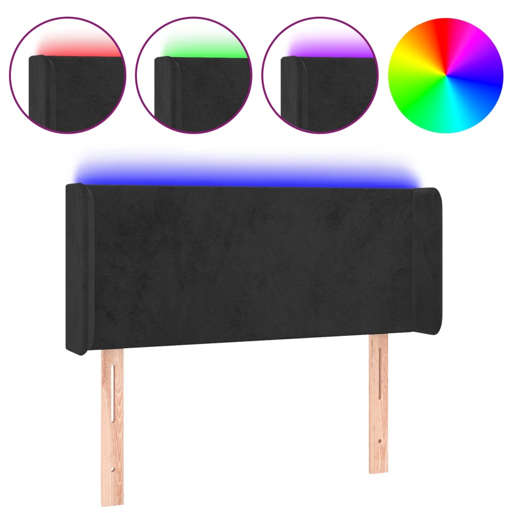 LED uzglavlje crno 103x16x78/88 cm baršunasto