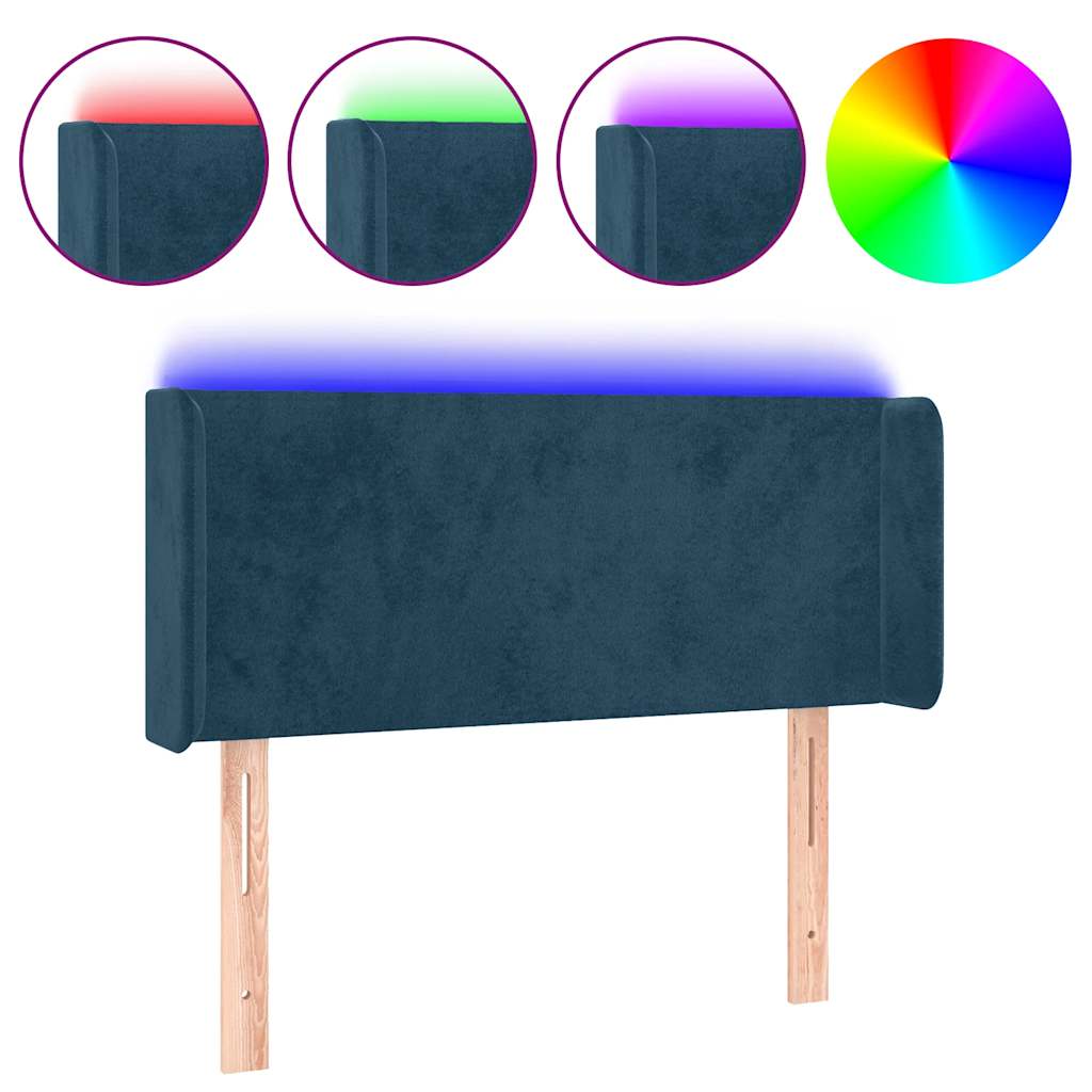 LED uzglavlje tamnoplavo 103x16x78/88 cm baršunasto