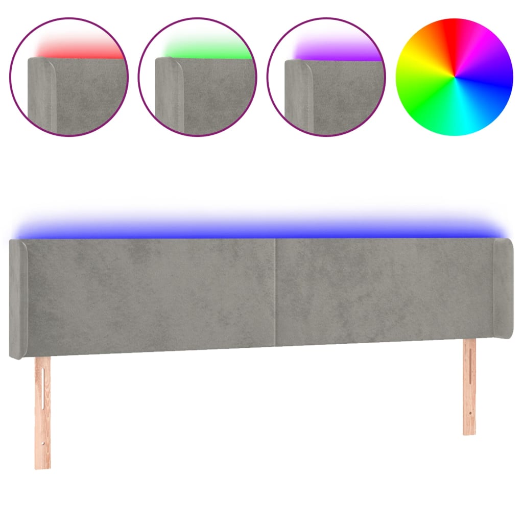 LED uzglavlje svjetlosivo 183x16x78/88 cm baršunasto