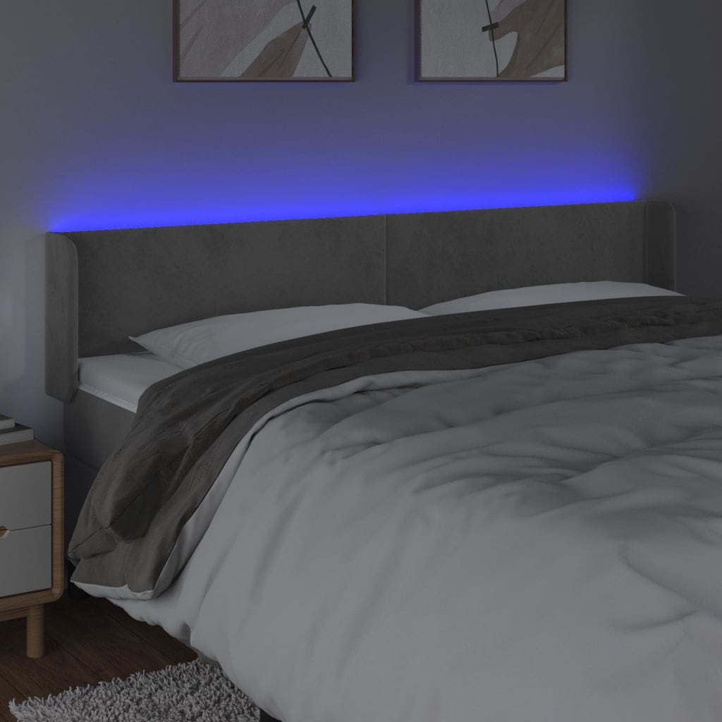 LED uzglavlje svjetlosivo 183x16x78/88 cm baršunasto