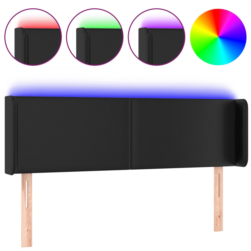 LED uzglavlje crno 147x16x78/88 cm od umjetne kože