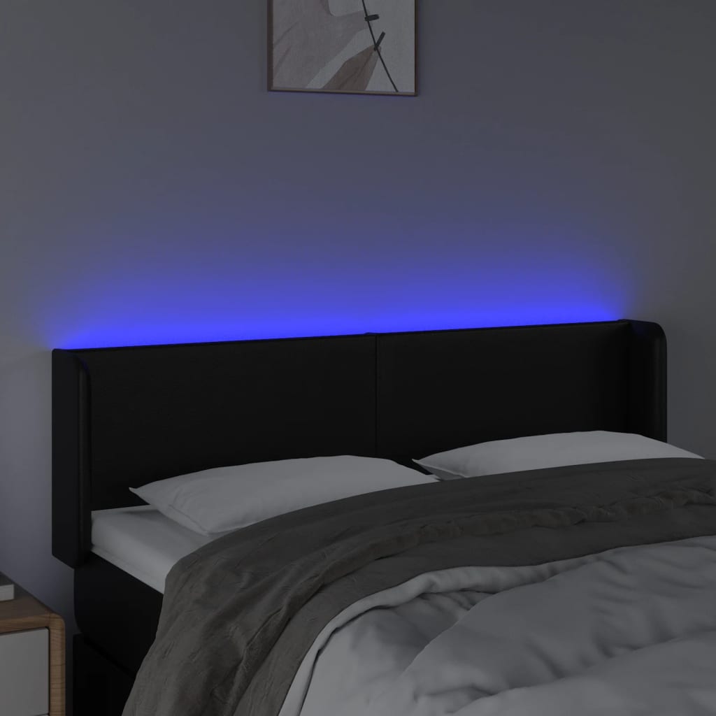 LED uzglavlje crno 147x16x78/88 cm od umjetne kože
