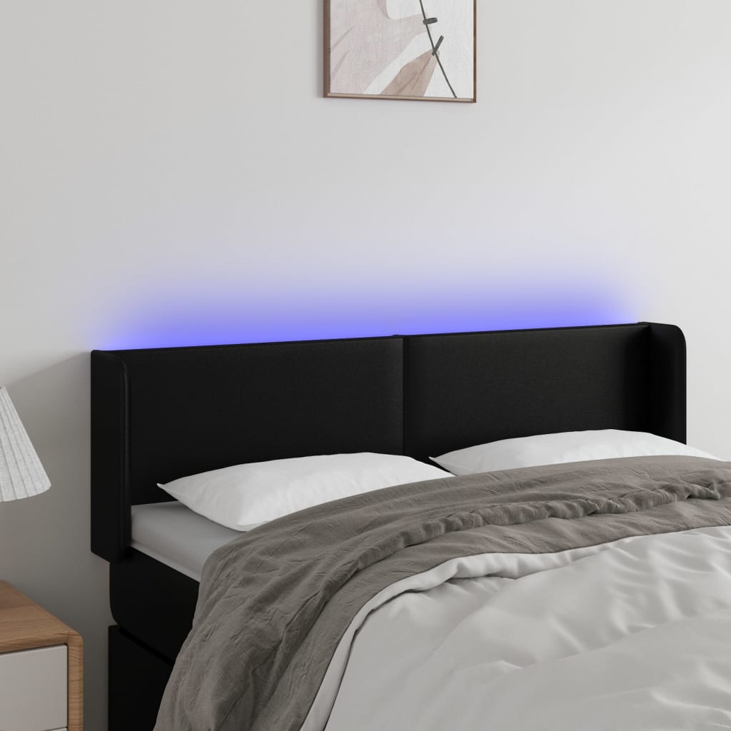 LED uzglavlje crno 147x16x78/88 cm od umjetne kože