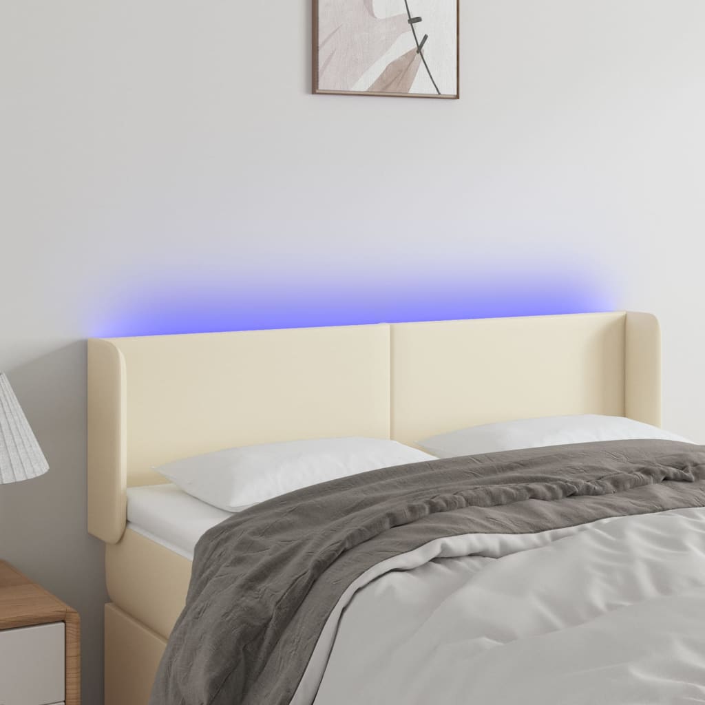 LED uzglavlje krem 147x16x78/88 cm od umjetne kože