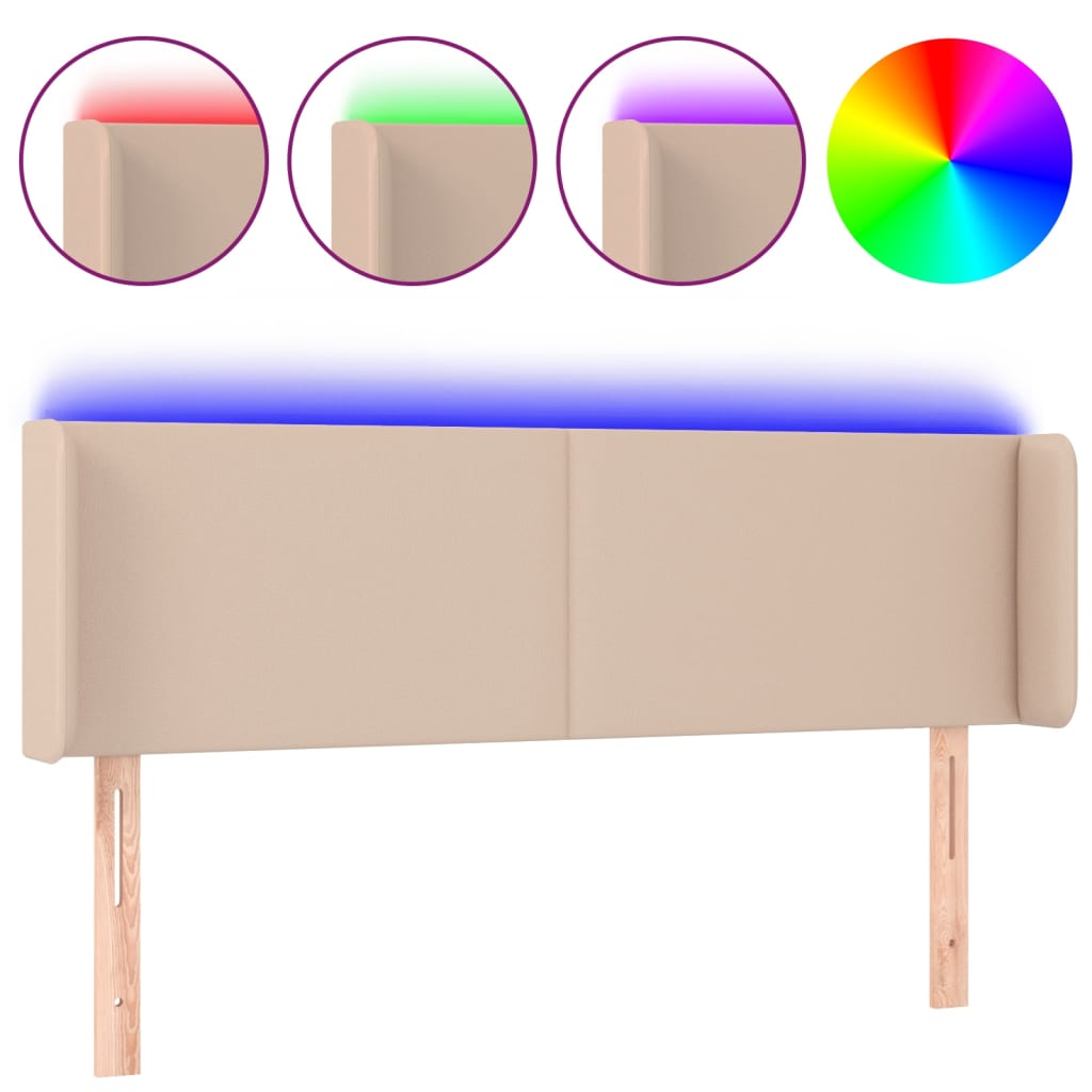 LED uzglavlje boja cappuccina 147x16x78/88 cm od umjetne kože