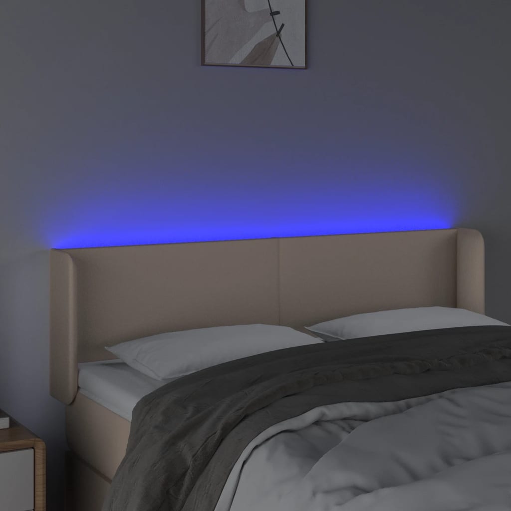 LED uzglavlje boja cappuccina 147x16x78/88 cm od umjetne kože