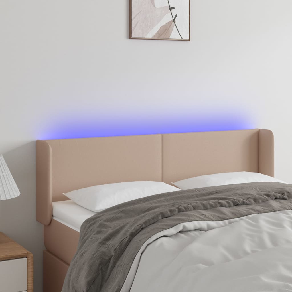 LED uzglavlje boja cappuccina 147x16x78/88 cm od umjetne kože