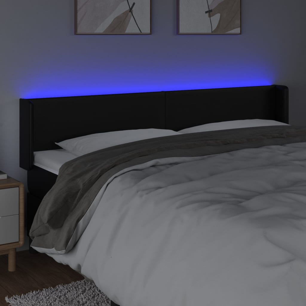 LED uzglavlje crno 163x16x78/88 cm od umjetne kože