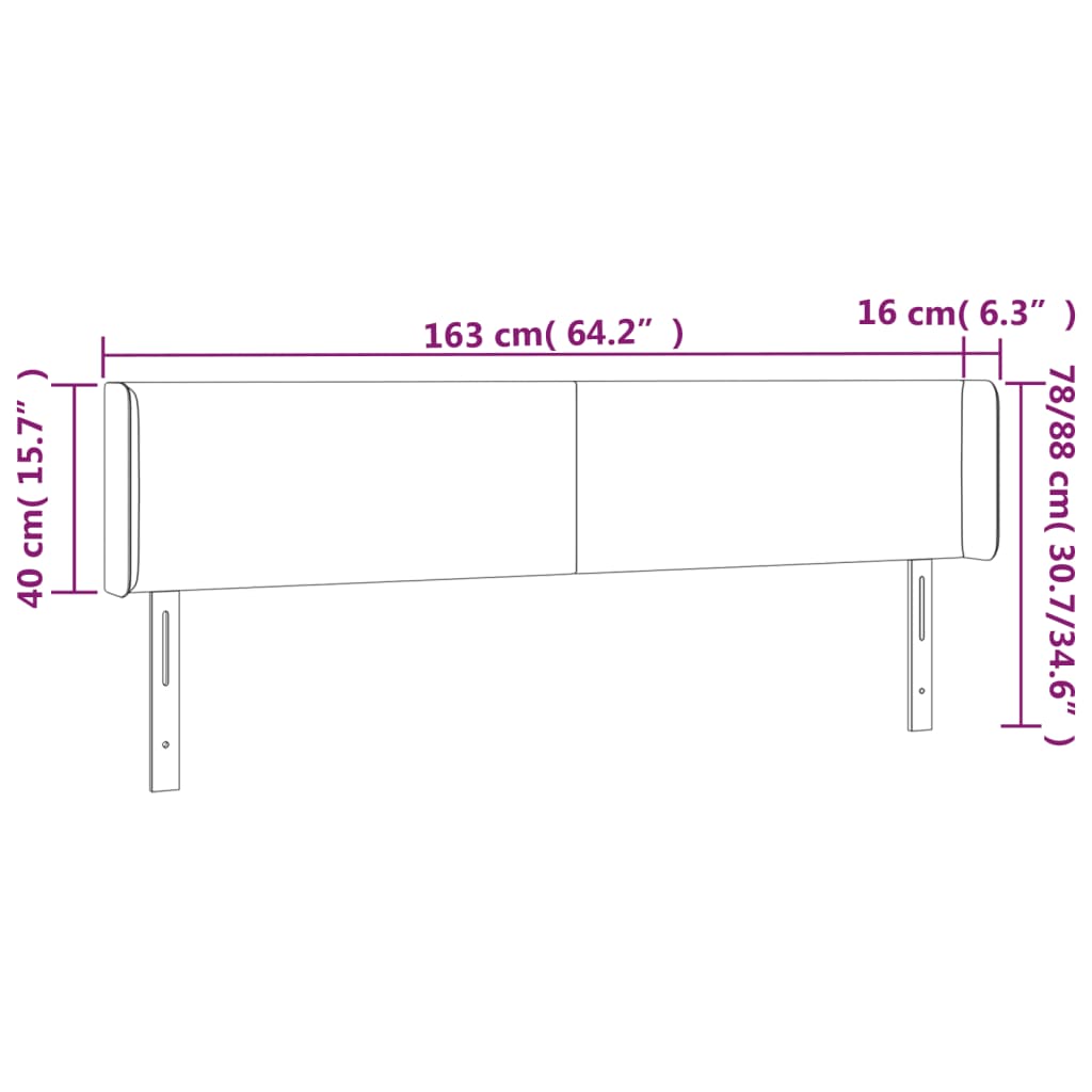 LED uzglavlje bijelo 163x16x78/88 cm od umjetne kože