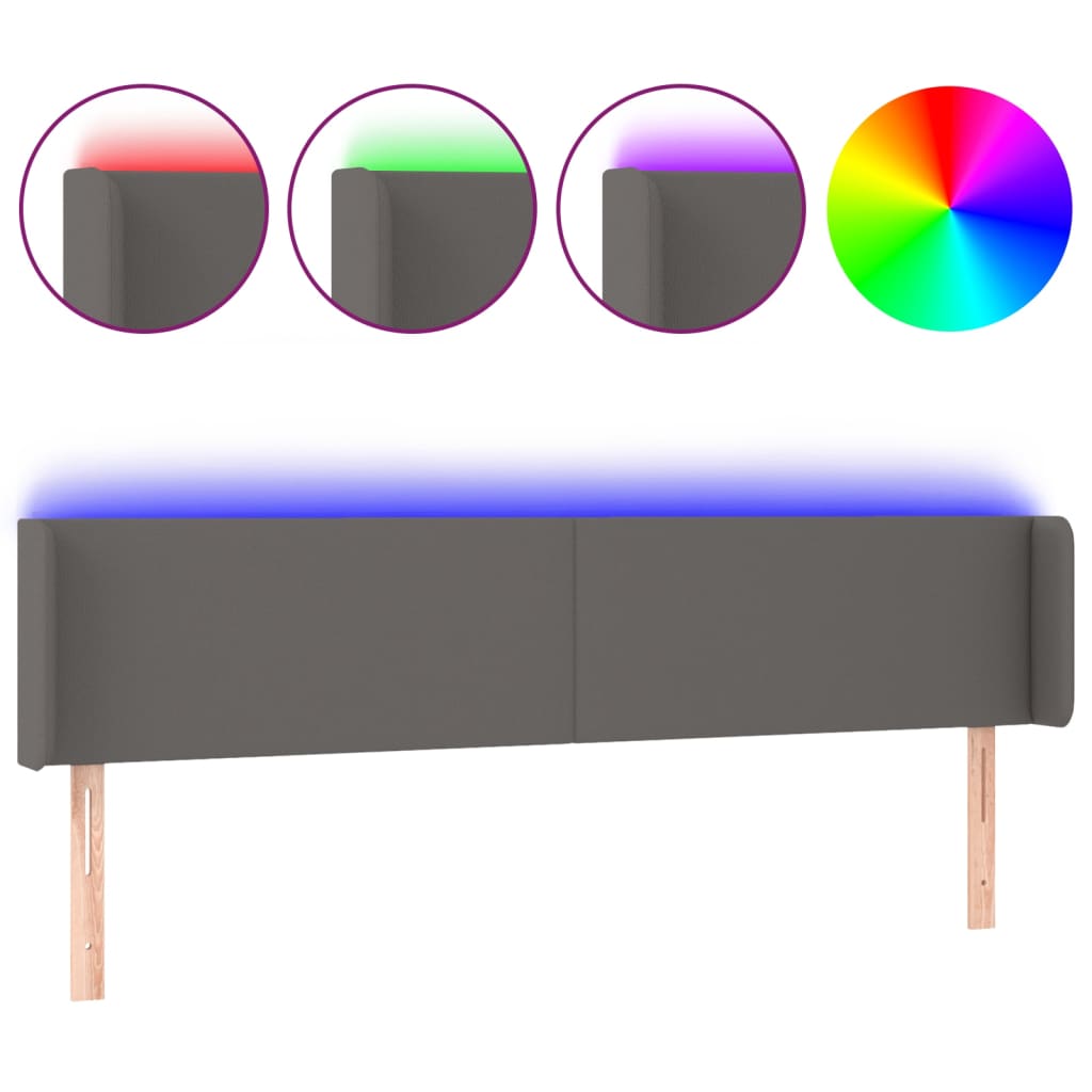 LED uzglavlje sivo 163x16x78/88 cm od umjetne kože