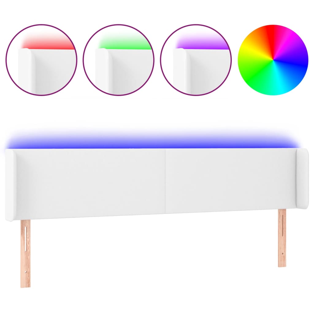 LED uzglavlje bijelo 183x16x78/88 cm od umjetne kože