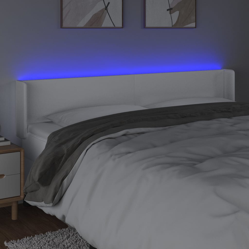 LED uzglavlje bijelo 183x16x78/88 cm od umjetne kože