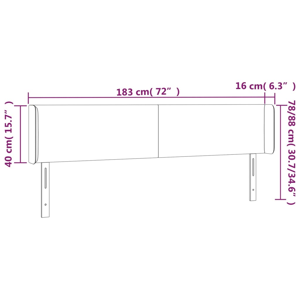 LED uzglavlje bijelo 183x16x78/88 cm od umjetne kože