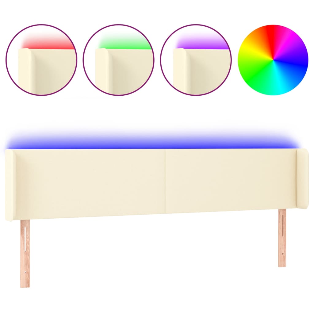 LED uzglavlje krem 203x16x78/88 cm od umjetne kože