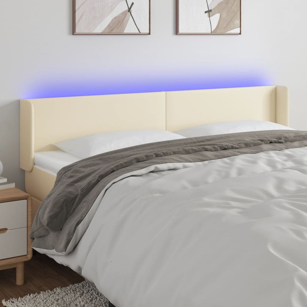 LED uzglavlje krem 203x16x78/88 cm od umjetne kože