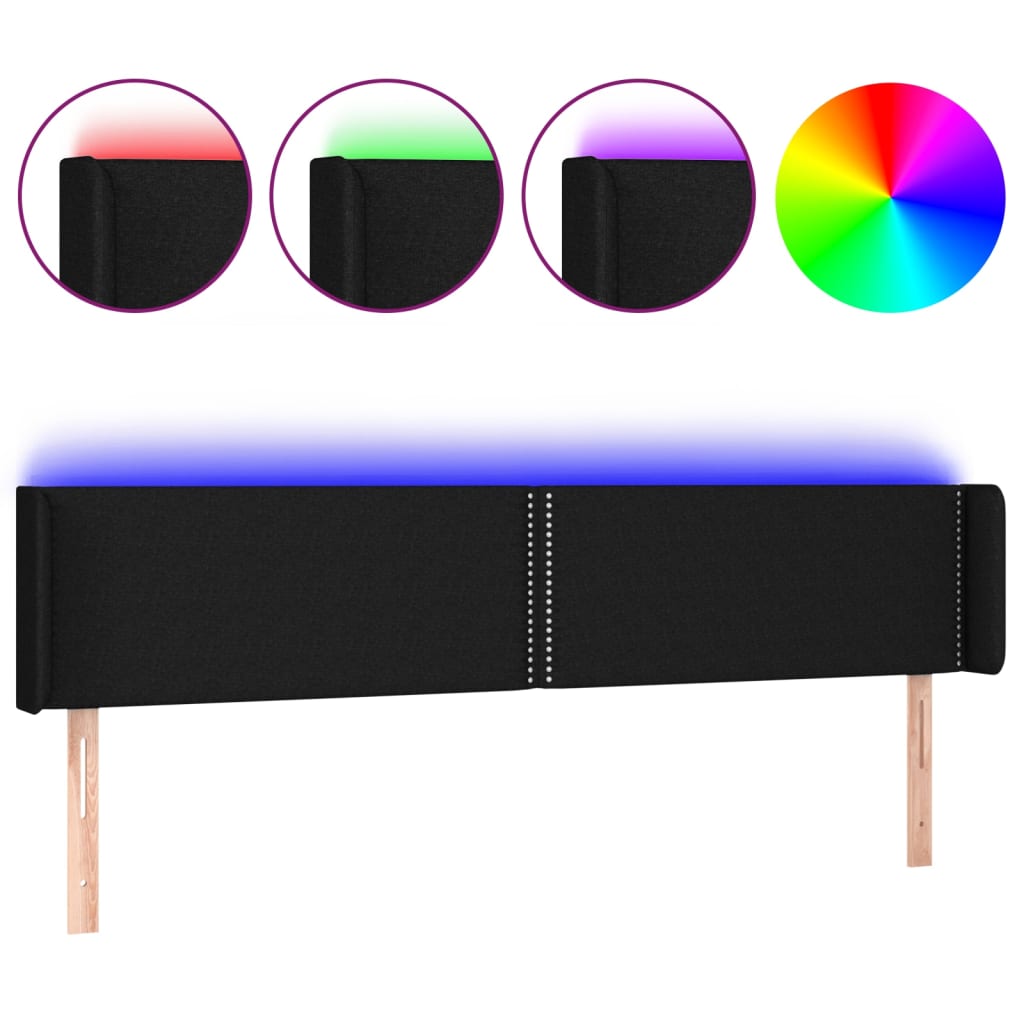 LED uzglavlje crno 163x16x78/88 cm od tkanine
