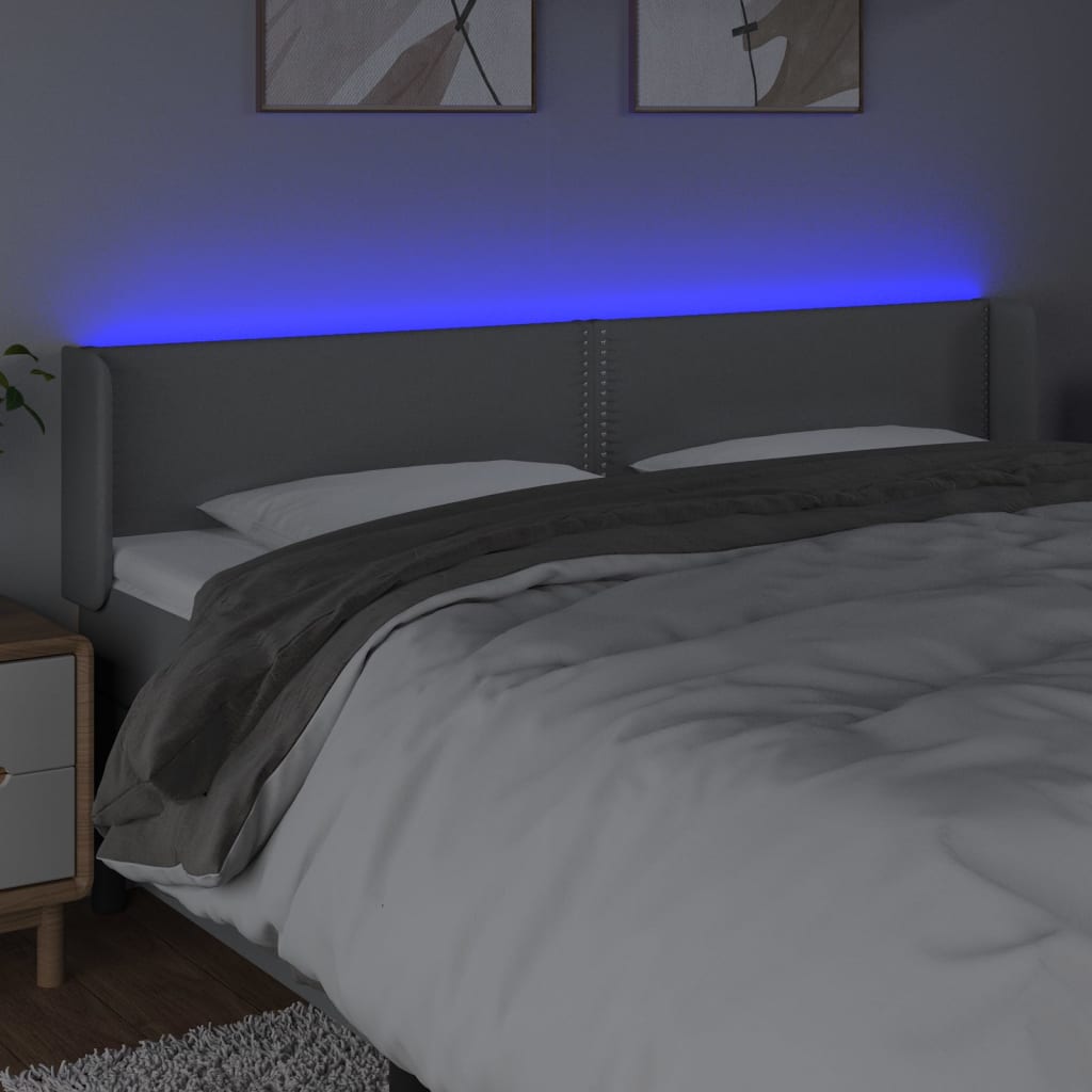 LED uzglavlje svjetlosivo 183x16x78/88 cm od tkanine