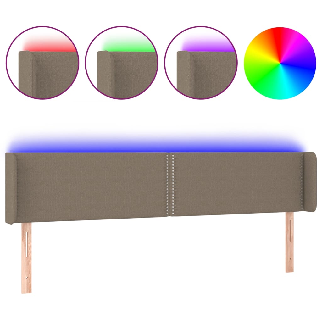 LED uzglavlje smeđesivo 183x16x78/88 cm od tkanine