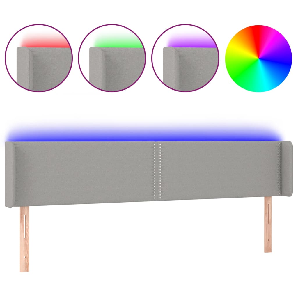 LED uzglavlje svjetlosivo 203x16x78/88 cm od tkanine