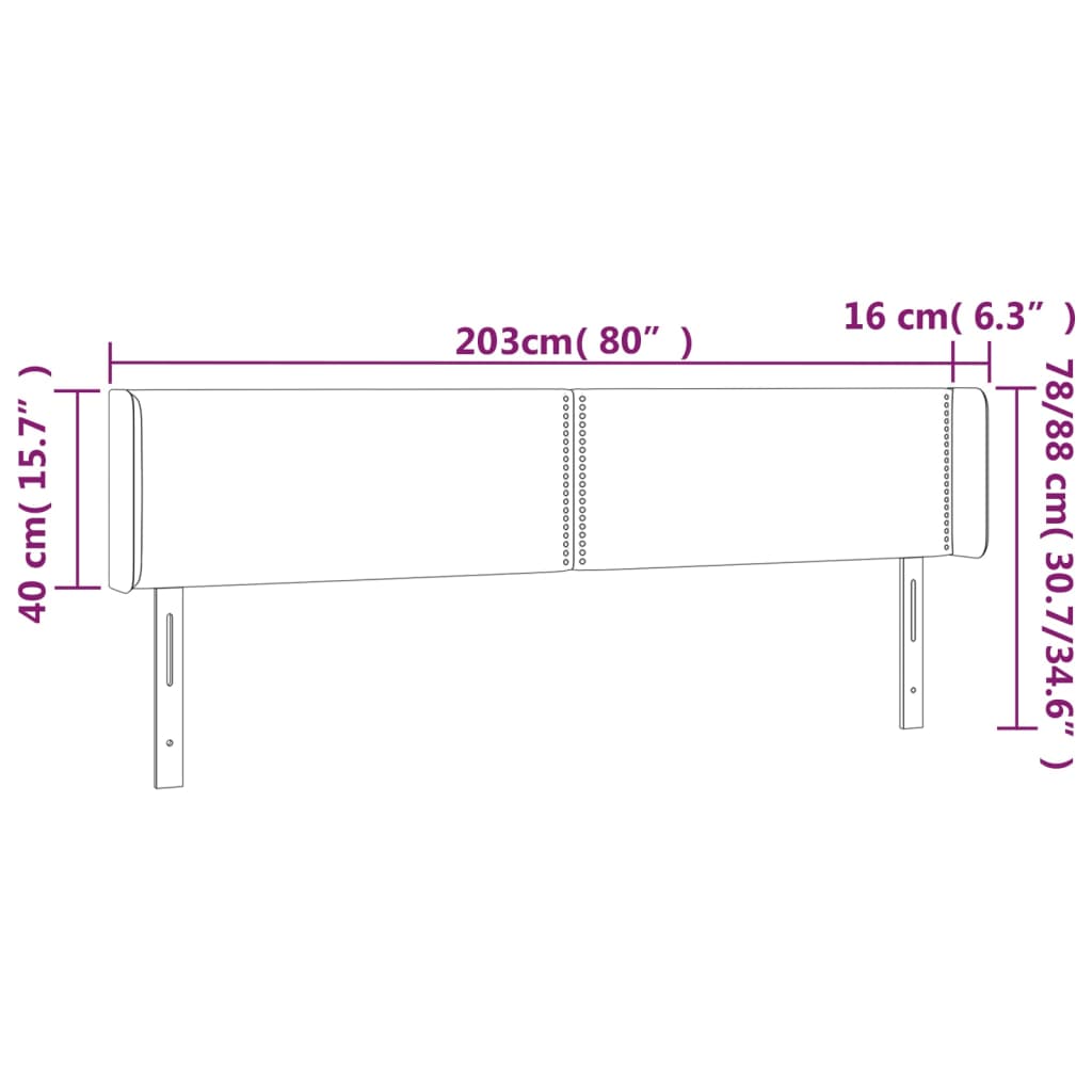 LED uzglavlje tamnosmeđe 203x16x78/88 cm od tkanine