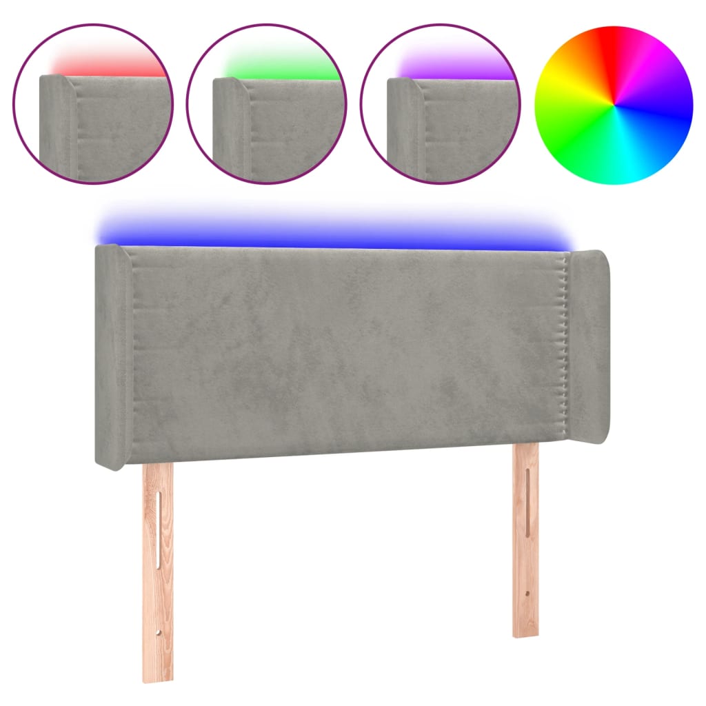 LED uzglavlje svjetlosivo 83x16x78/88 cm baršunasto