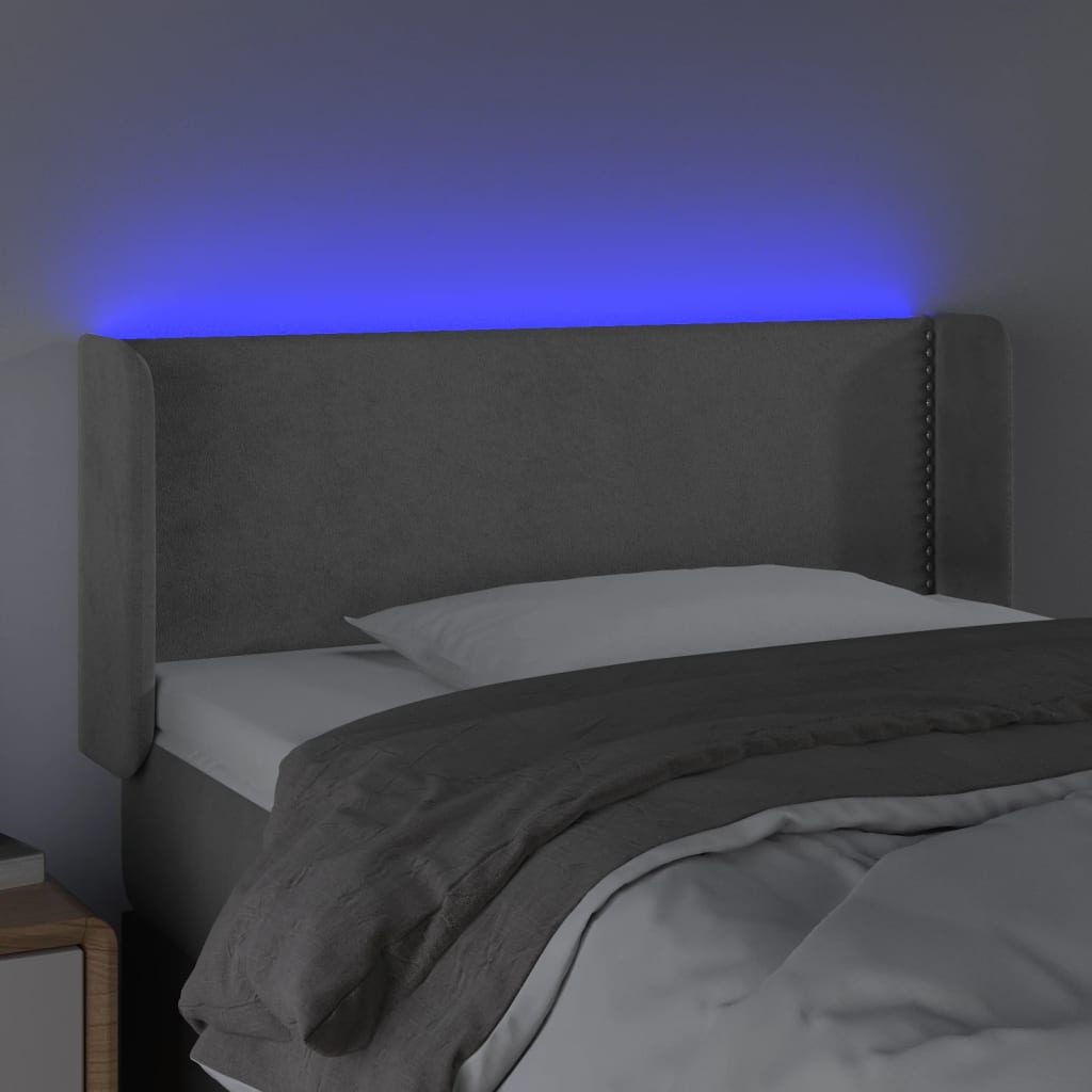 LED uzglavlje svjetlosivo 83x16x78/88 cm baršunasto