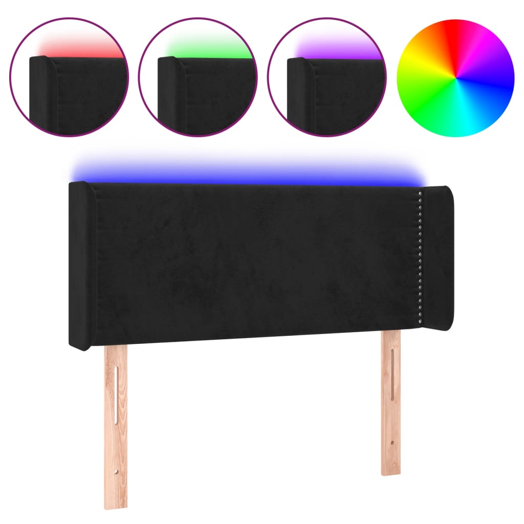 LED uzglavlje crno 93x16x78/88 cm baršunasto