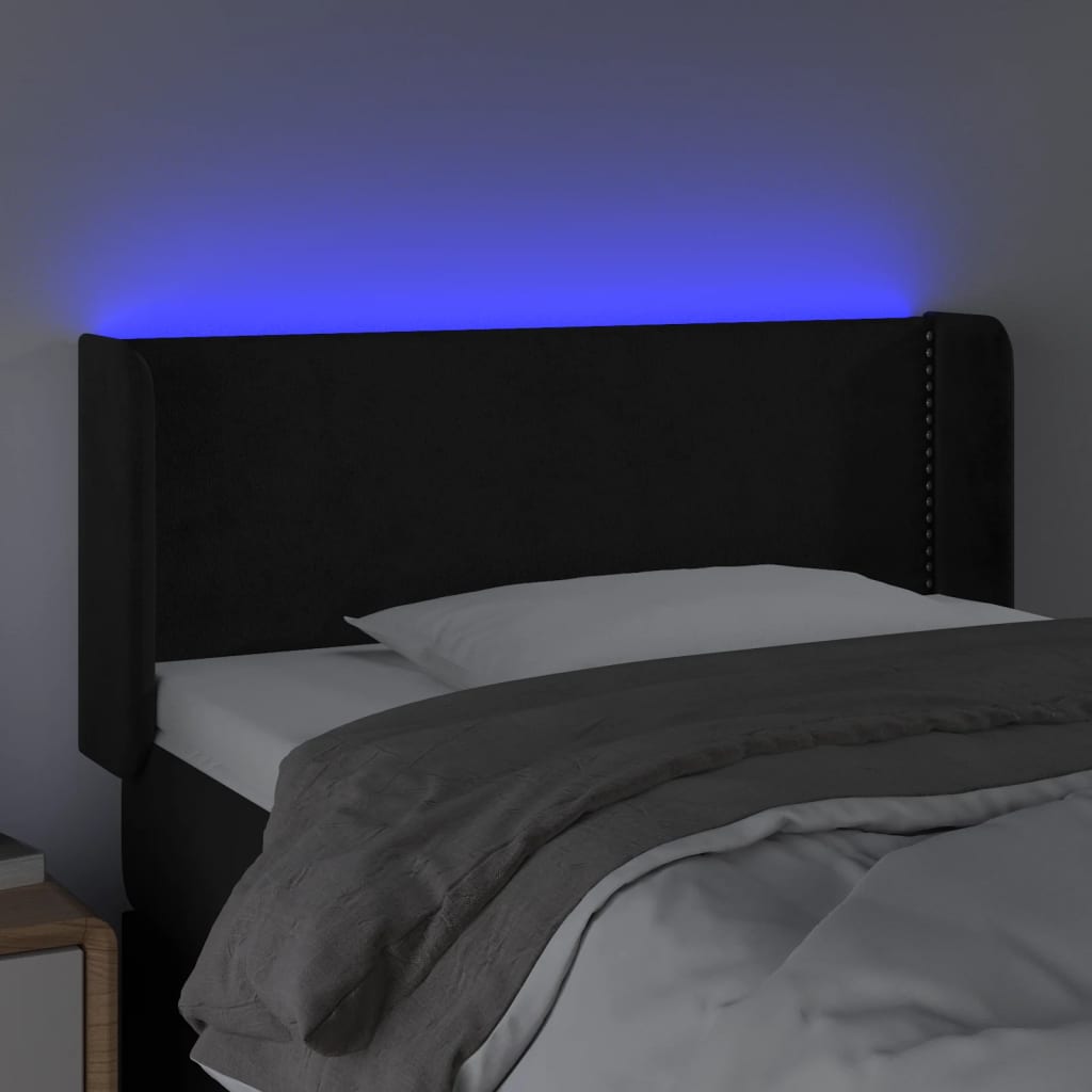 LED uzglavlje crno 93x16x78/88 cm baršunasto