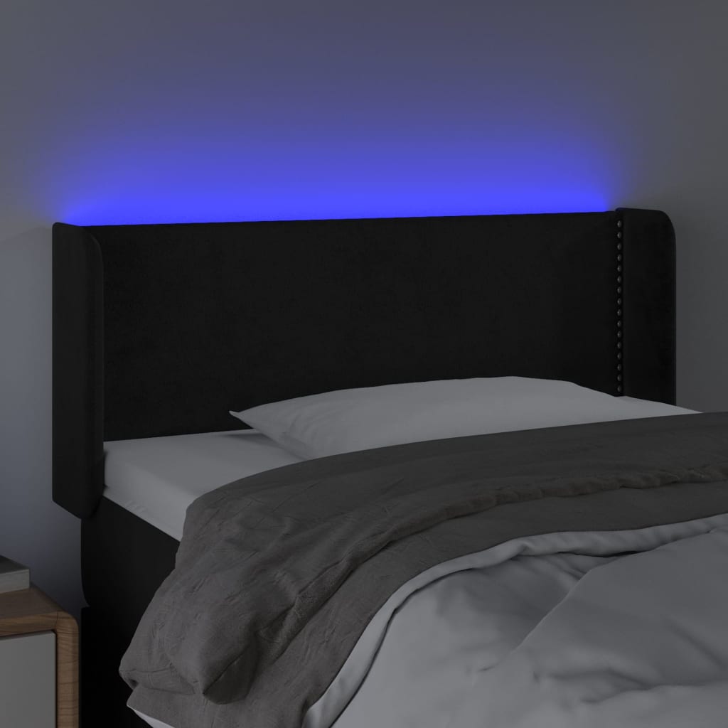 LED uzglavlje crno 103x16x78/88 cm baršunasto