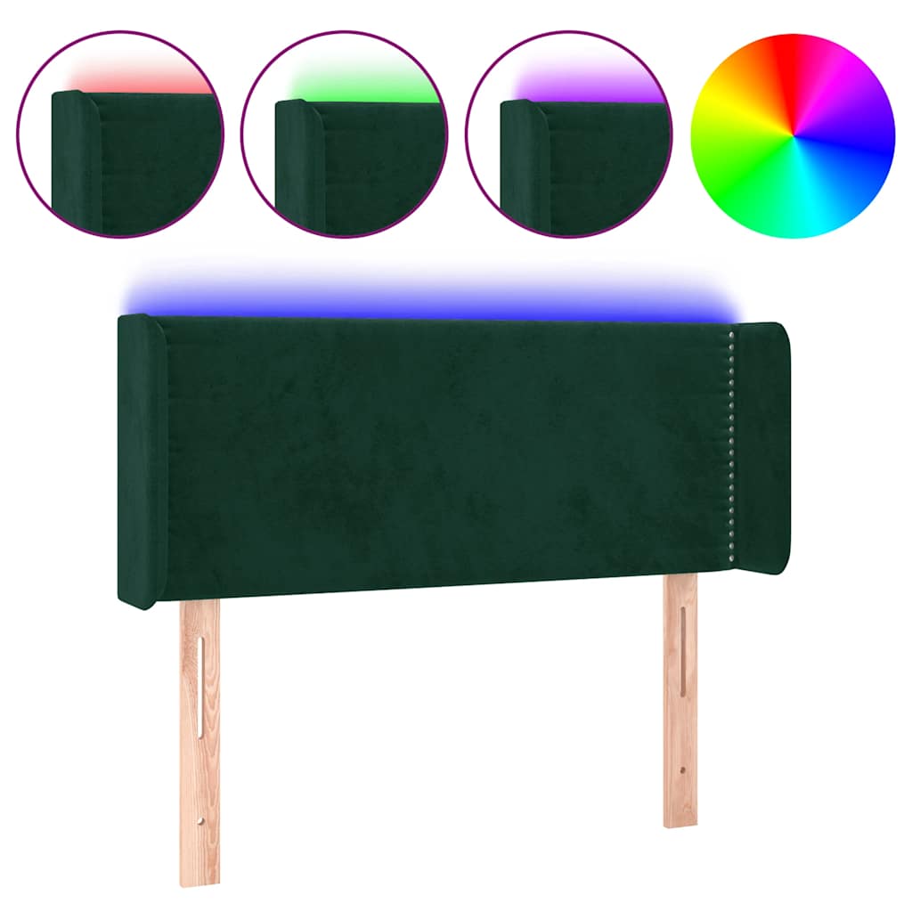 LED uzglavlje tamnozeleno 103x16x78/88 cm baršunasto