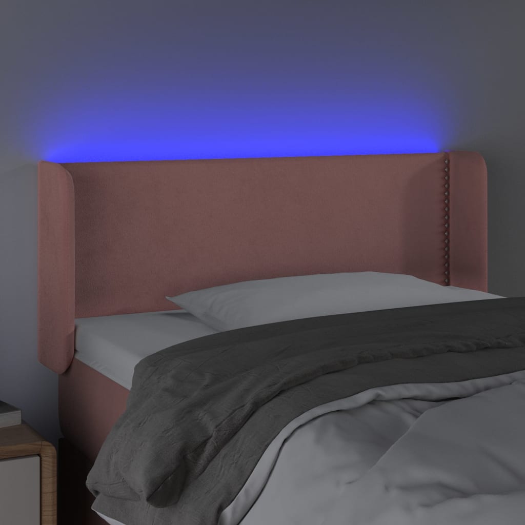 LED uzglavlje ružičasto 103x16x78/88 cm baršunasto