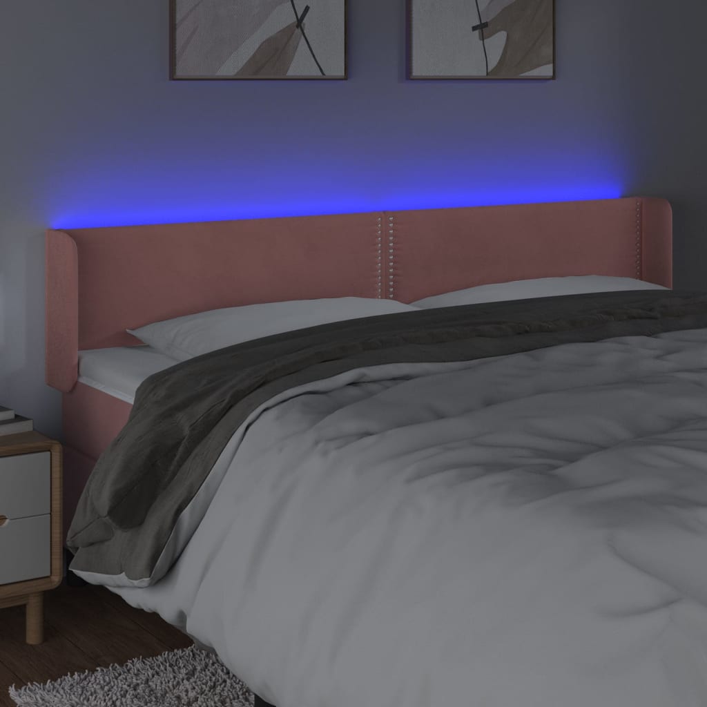 LED uzglavlje ružičasto 183x16x78/88 cm baršunasto
