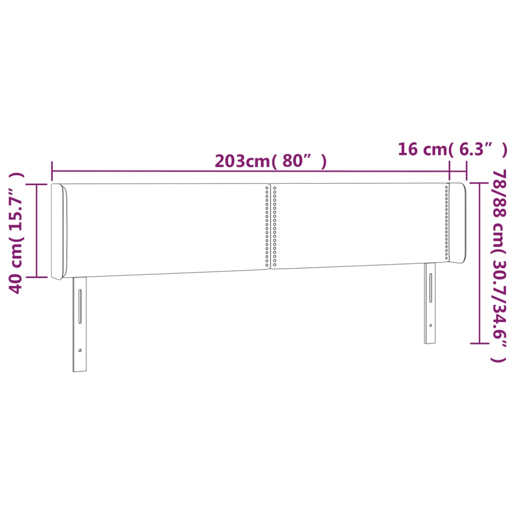 LED uzglavlje svjetlosivo 203x16x78/88 cm baršunasto