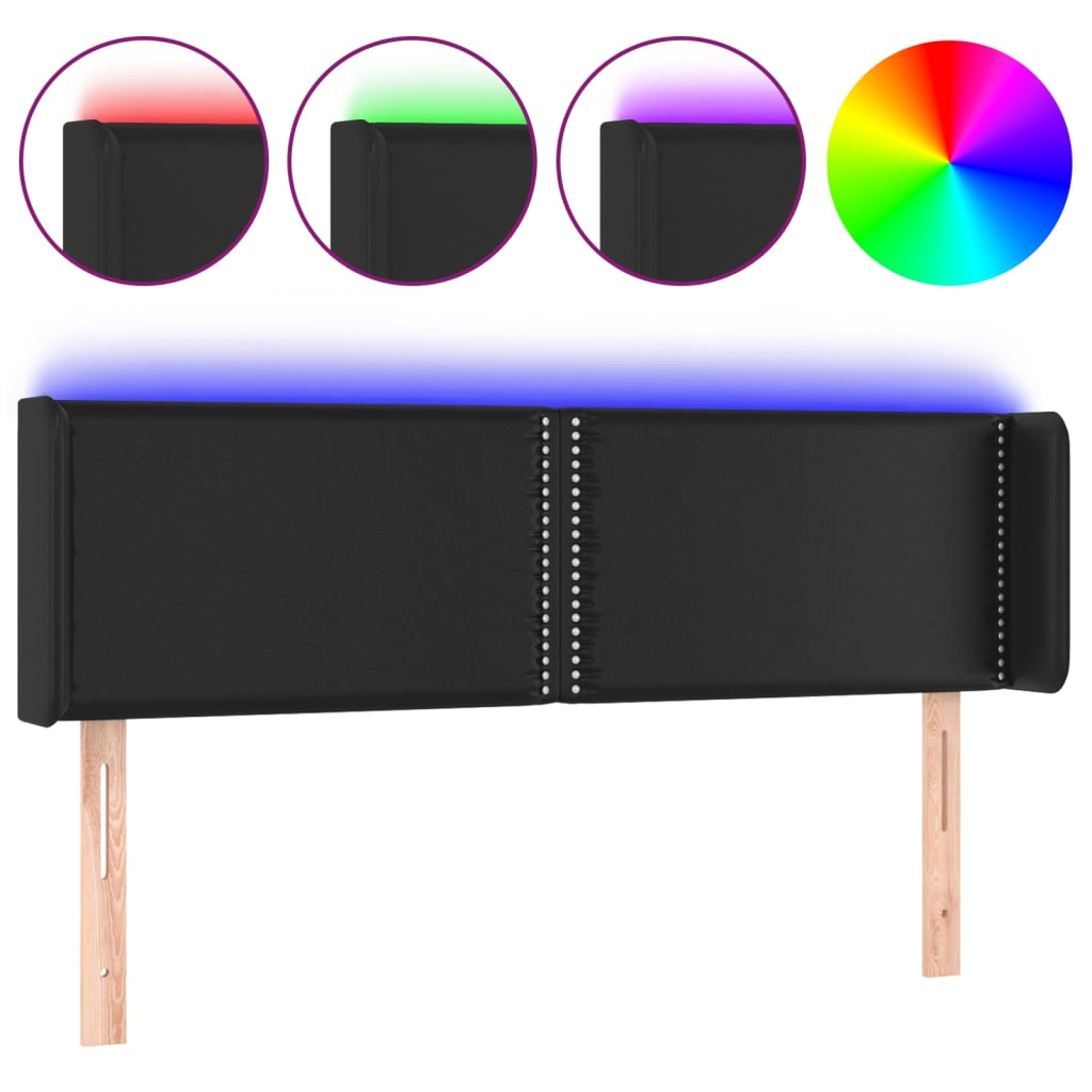 LED uzglavlje crno 147x16x78/88 cm od umjetne kože